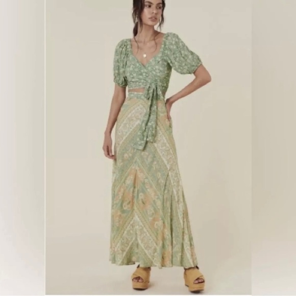 Spell & the Gypsy collective Madame Peacock Sweetheart blouse emerald size M NWT - Picture 16 of 17